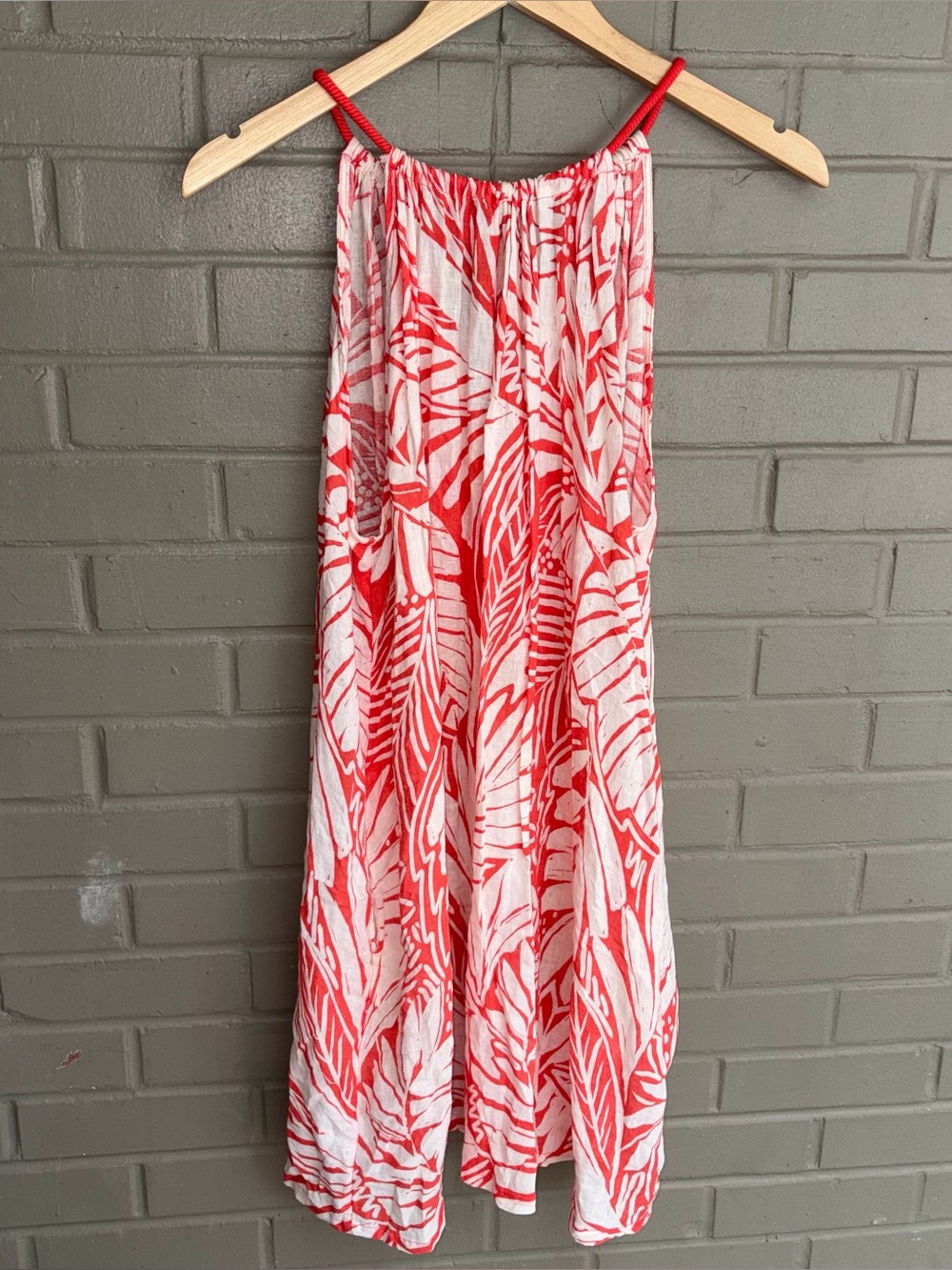 C&C California Linen Dress Halter Rope Tie Puka Shells XL SPRING WEDDING GUEST